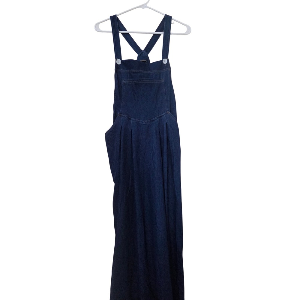 Halara Flex Square Neck Denim Midi Casual Dress with Pockets Large - Picture 5 of 7